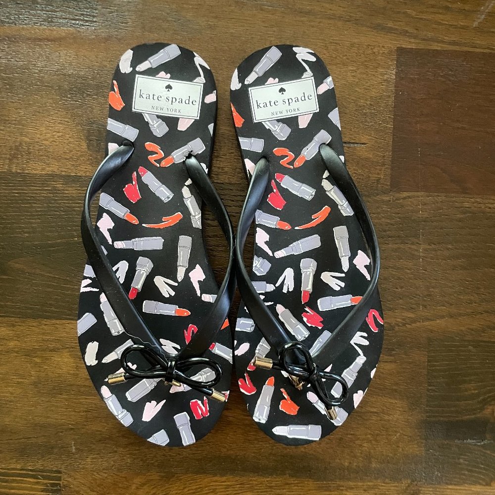 kate spade lipstick bow flip flops